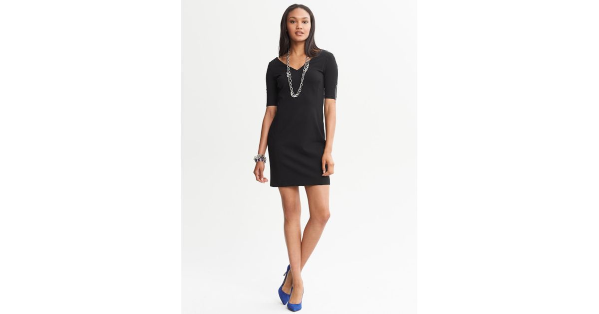 black ponte knit dress