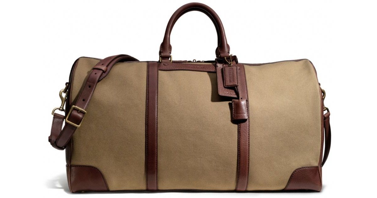 Coach Bleecker Cabin Bag In Canvas In Brass Dark Khaki Brown For