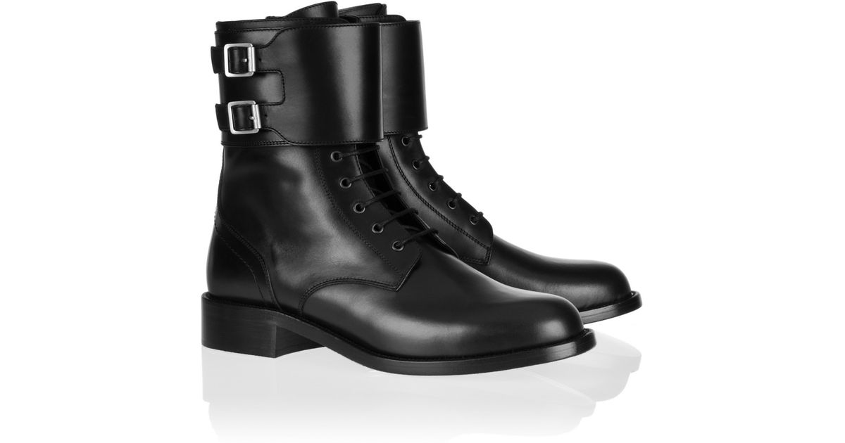 Saint Laurent Patti Leather Army Boots 