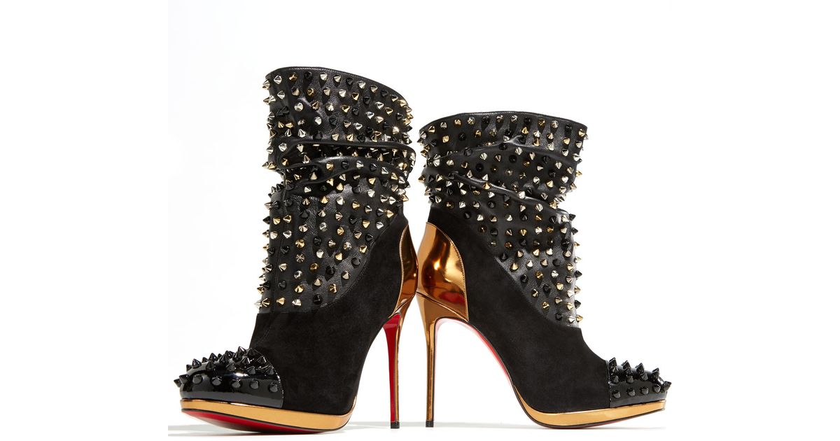 Christian louboutin Spike Wars Red Sole Ankle Bootie Version Black ...