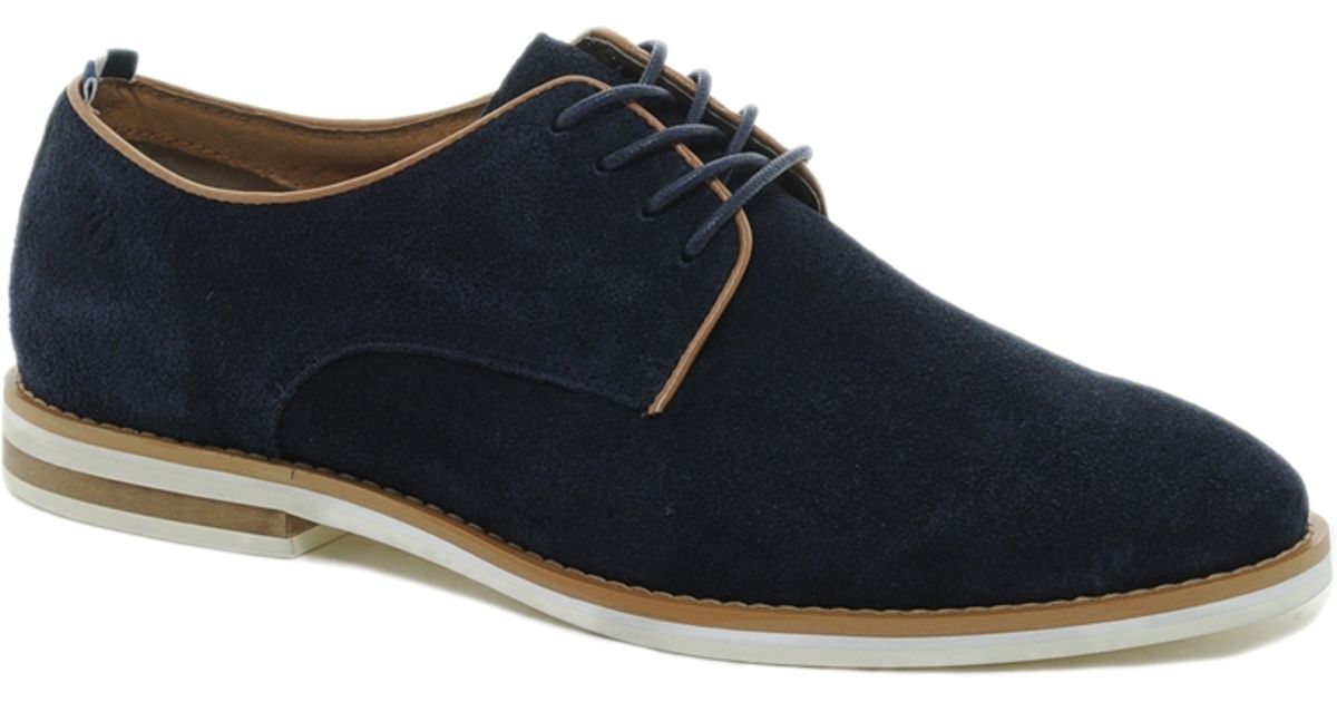blue suede derby shoes