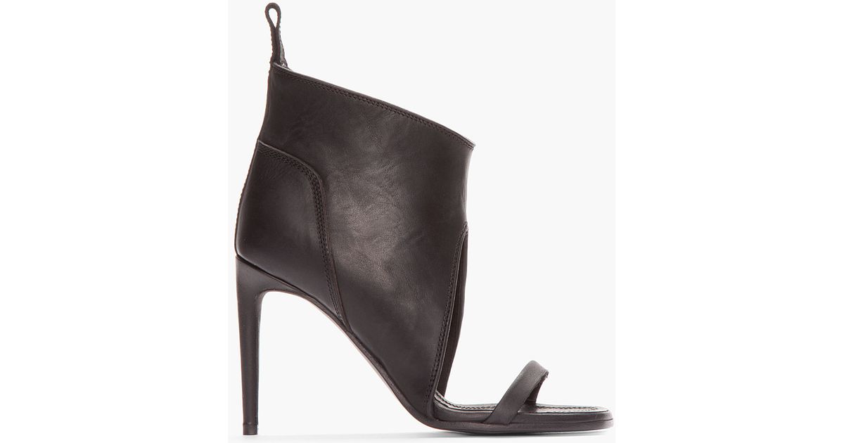 Rick Owens Black Leather Spike Sandals in Brown - Lyst