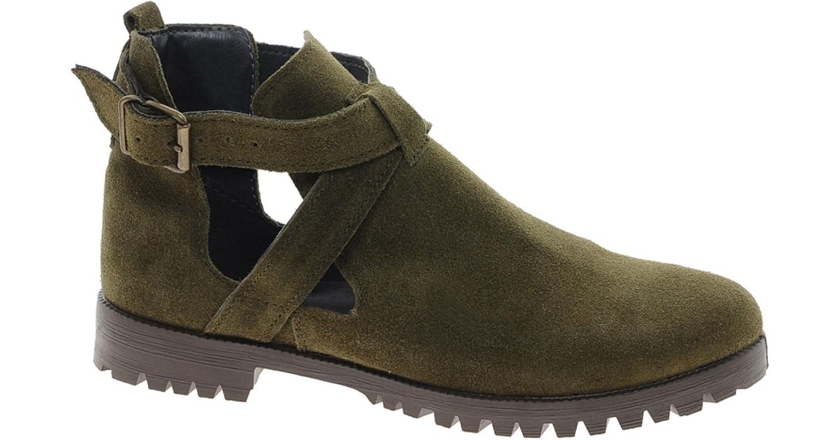 ASOS Ace Is High Suede Cut Out Ankle Boots in Khaki (Green) Lyst