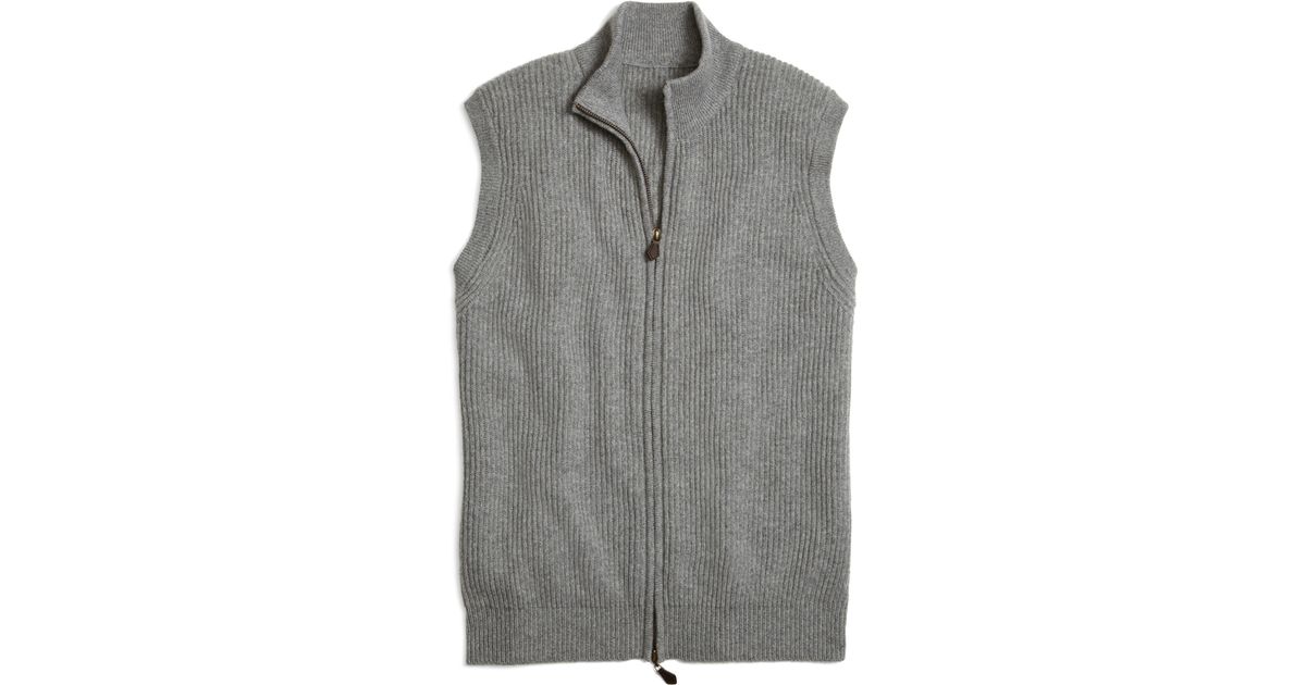 Brooks Brothers Cashmere Fullzip Vest in Grey (Gray) for Men Lyst