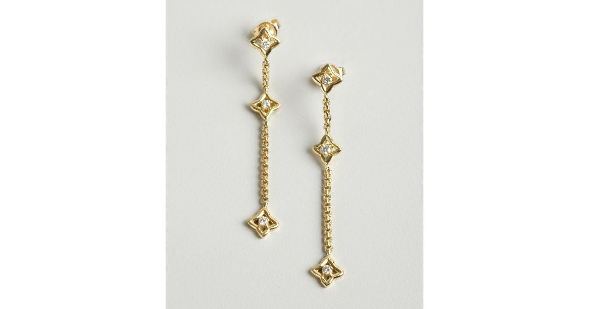 Lyst David Yurman Gold And Diamond Quatrefoil Chain Drop Earrings Lyst David Yurman Gold And Diamond Quatrefoil Chain Drop Earrings In Metallic