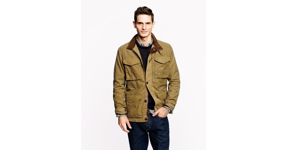 J.Crew Tall British Millerain Waxed Cotton Field Jacket in Natural for Men  | Lyst