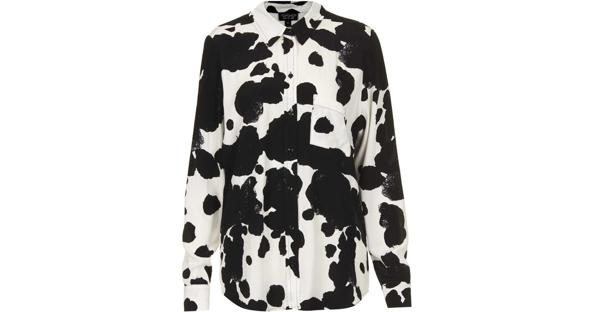 Lyst topshop cow print shirt in white
