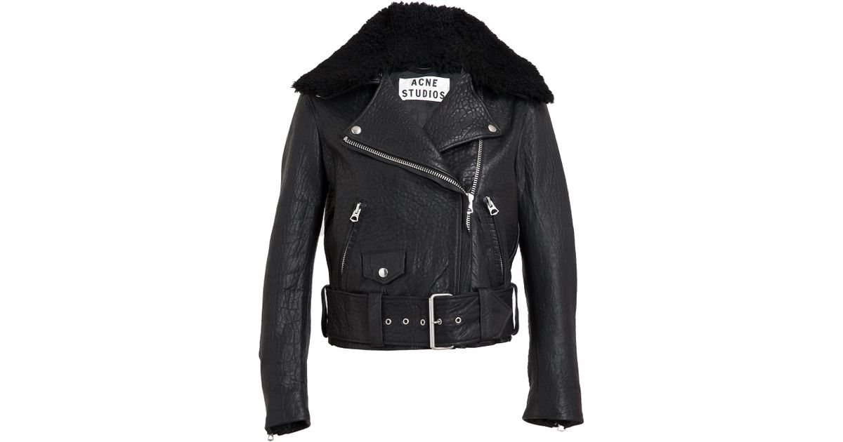 Acne Studios Mape Paw Leather and Shearling Jacket in Black - Lyst