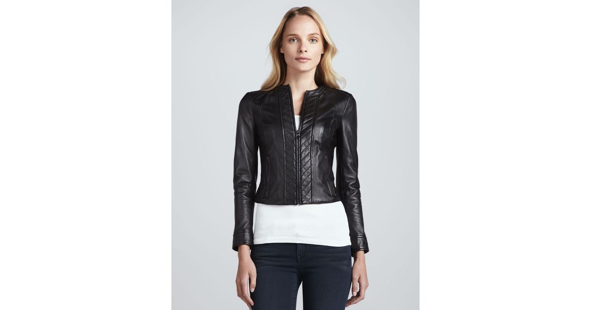 Tory Burch Black Daphne Lambskin Cropped Jacket