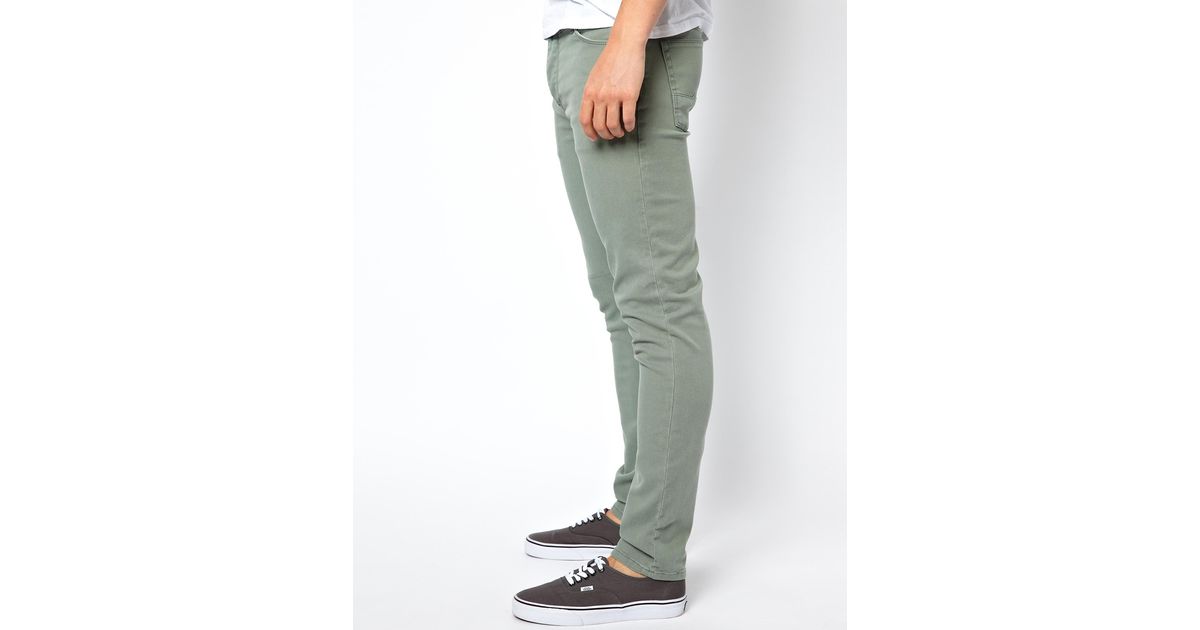 ASOS Skinny Jeans in Light Green for Men Lyst