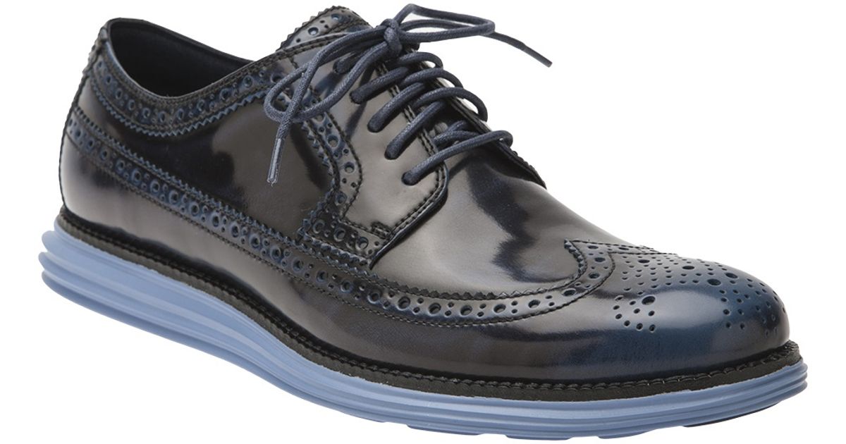 Cole Haan Lunargrand Wingtip Shoes in Blue (Black) for Men | Lyst