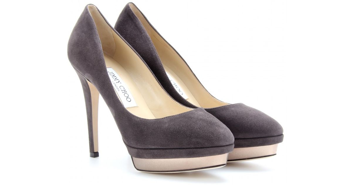 grey suede platform heels