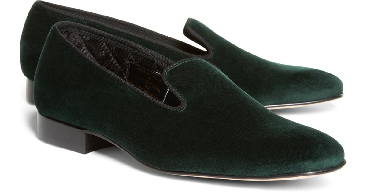 Brooks brothers Velvet Slippers in Green for Men Lyst