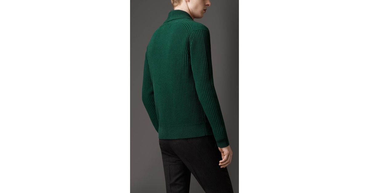 Burberry Knitted Cotton Blend Cardigan Jacket in Green for Men Lyst