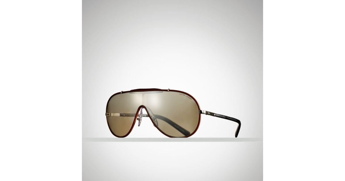 Polo Ralph Lauren Auto Aviator Shield Sunglasses in Brown for Men - Lyst