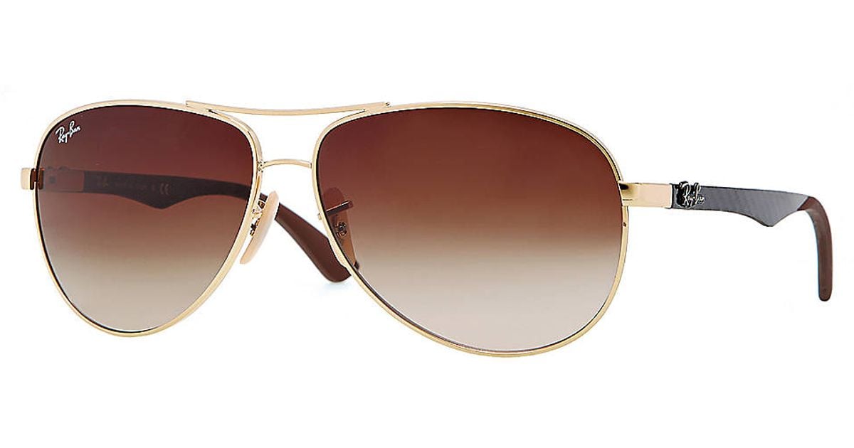Ray-Ban Rubber Double Brow Bar Pilot Sunglasses in Brown