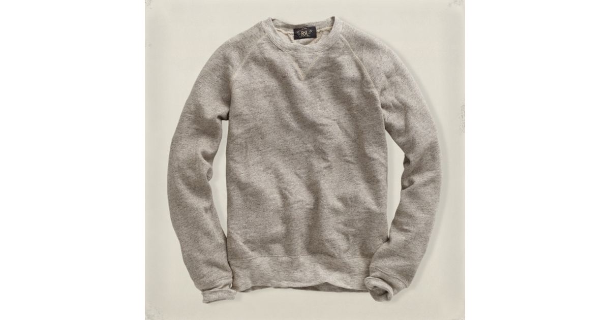 RRL Fleece Crewneck Sweatshirt in Grey 