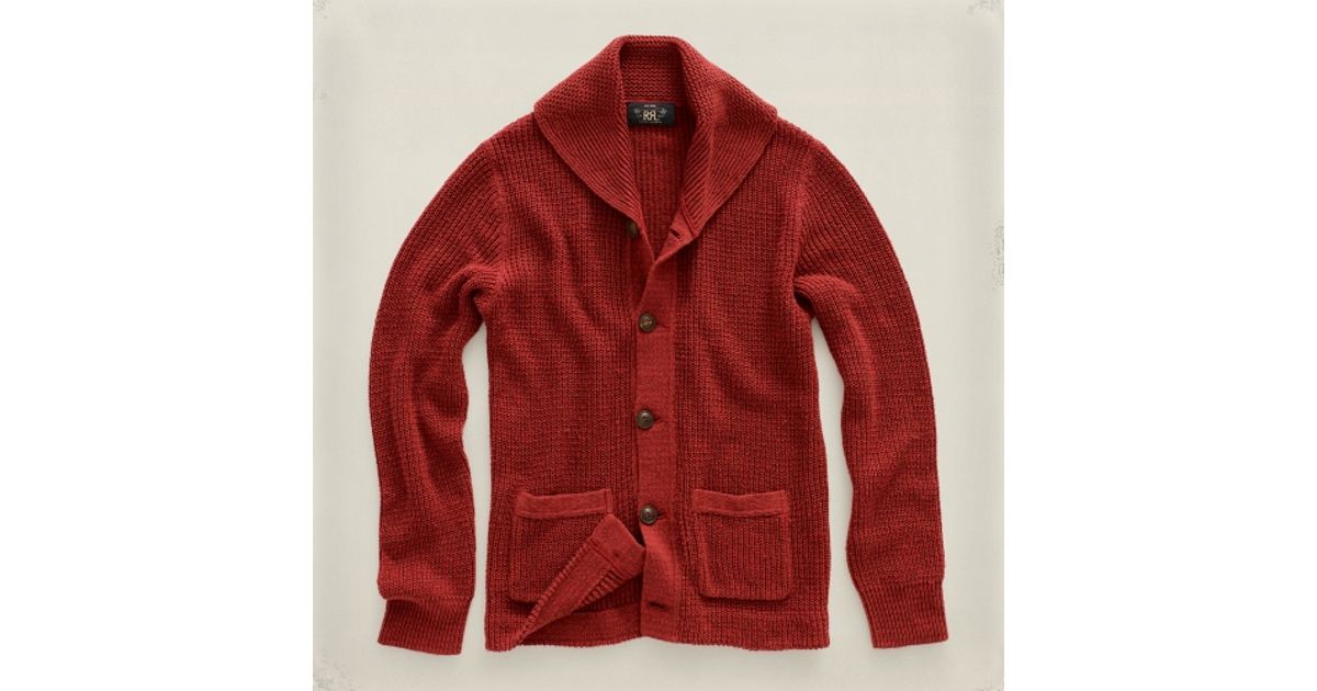 red shawl collar cardigan