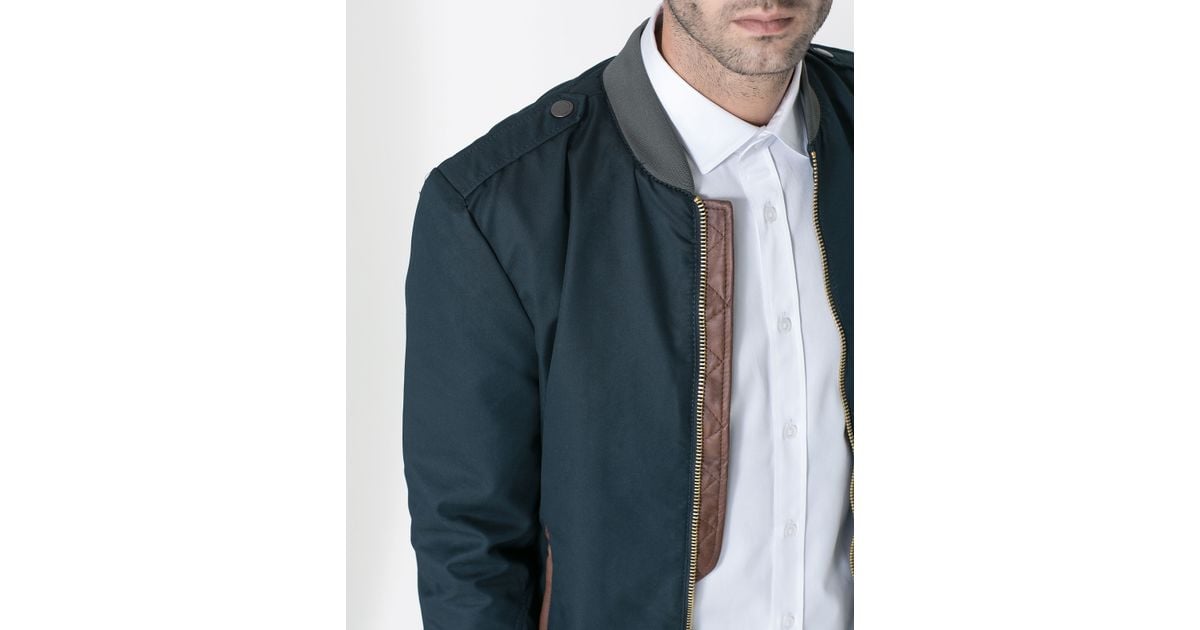 Zara Combination Bomber Jacket in Blue for Men | Lyst
