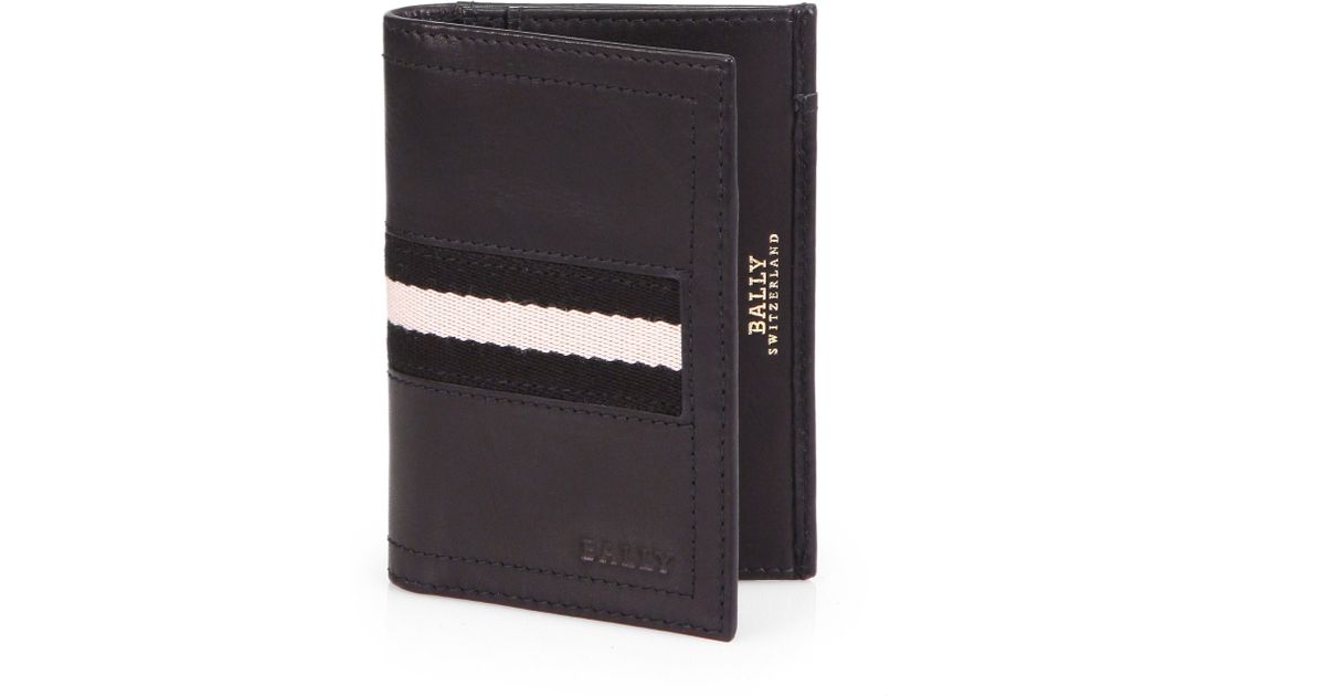 Bally Leather Striped Business Card Holder in Black for Men Lyst