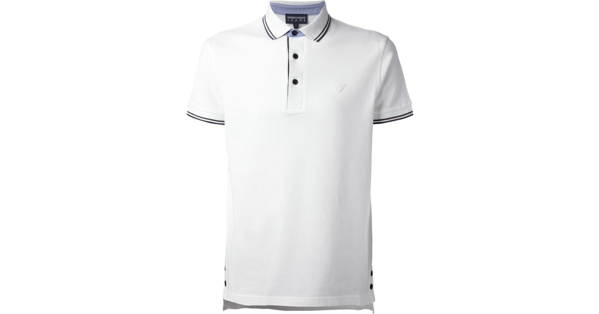 black polo shirt with white trim
