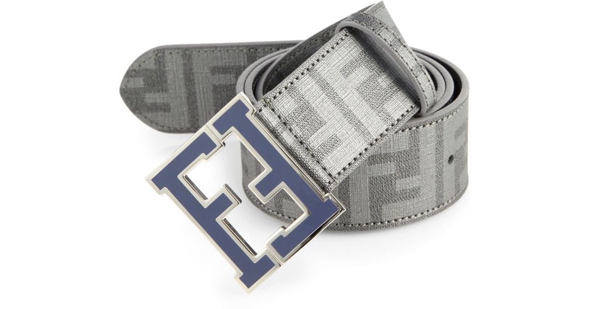 Fendi Logo College Belt in Grey (Gray 
