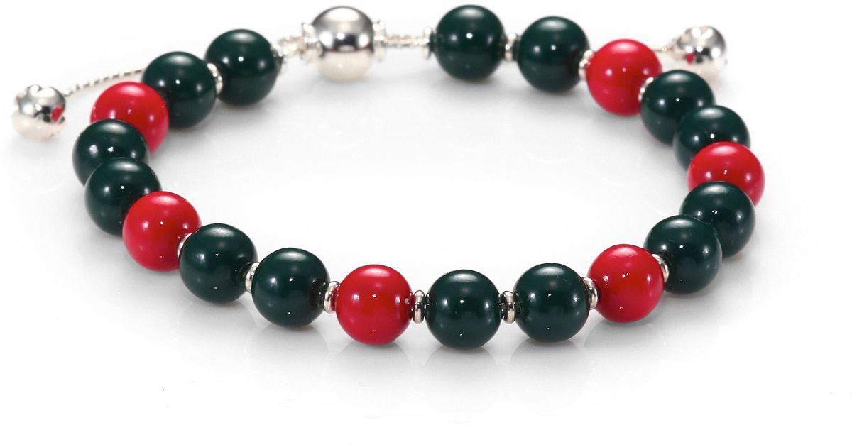 Gucci Britt Wood & Sterling Silver Beaded Bracelet | Lyst