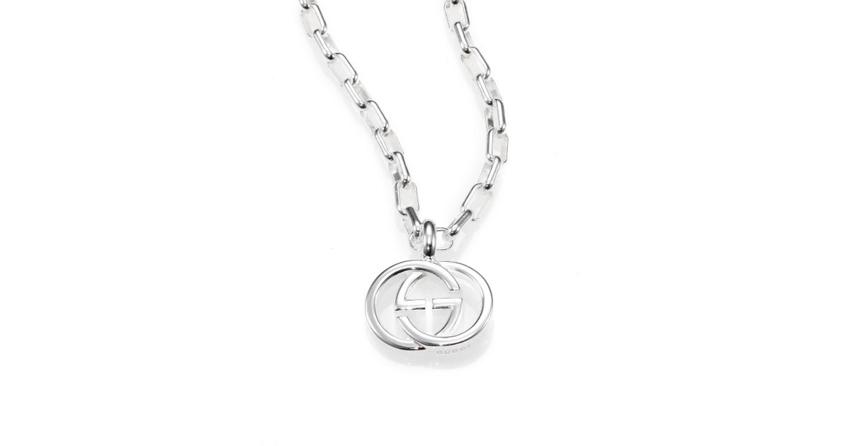 Gucci Sterling Silver Interlocking Gg Pendant Necklace in Metallic - Lyst