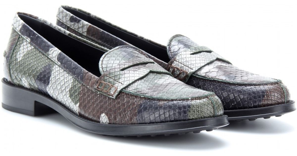 snakeskin backless loafers