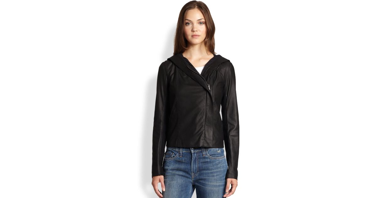 leather jacket hoodie combo womens