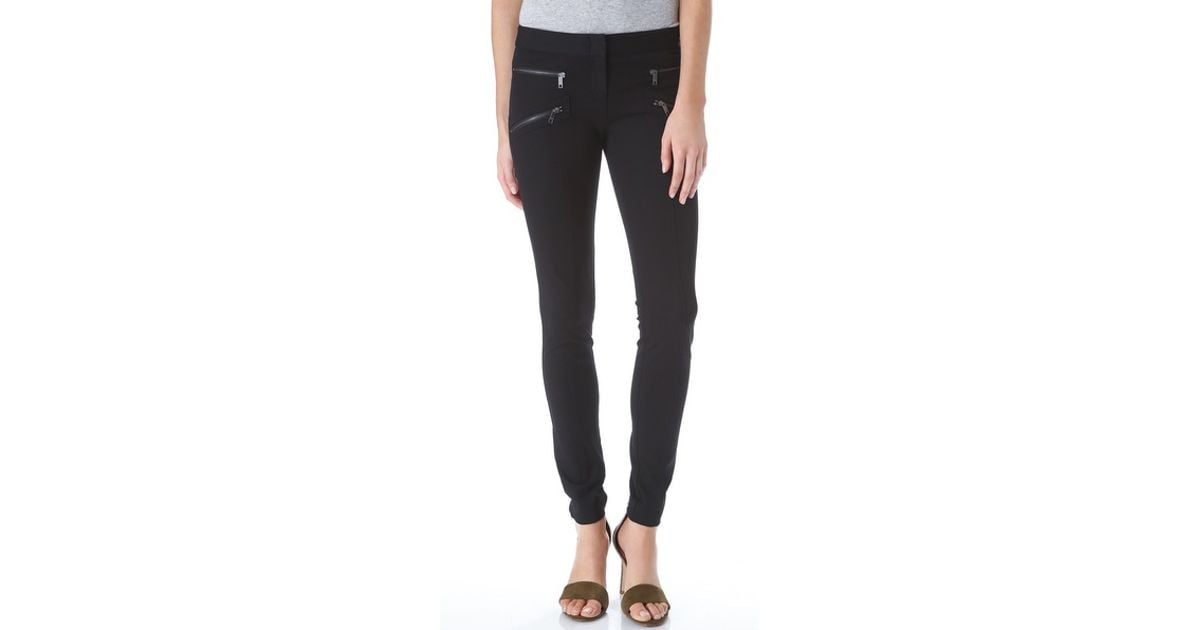 DKNY Skinny Pants with Zipper Pockets in Black | Lyst
