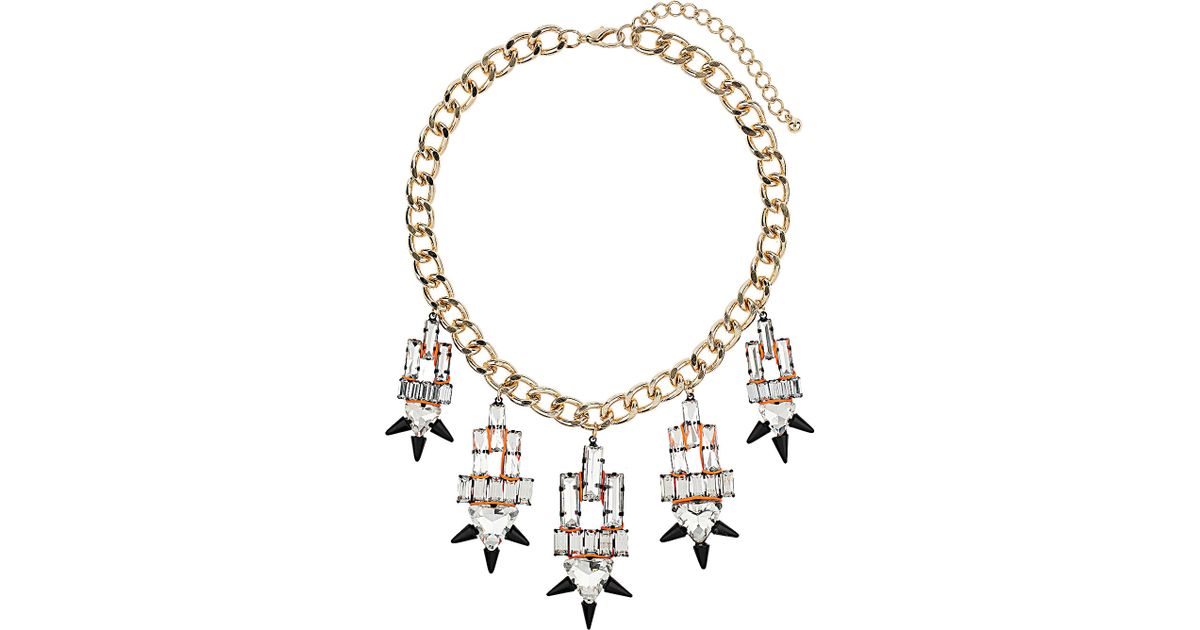 Lyst Premium Crystal Spike Collar in Metallic