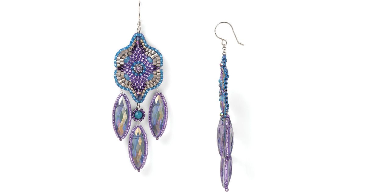 Lyst Miguel Ases Blue And Rainbow Quartz Earrings In