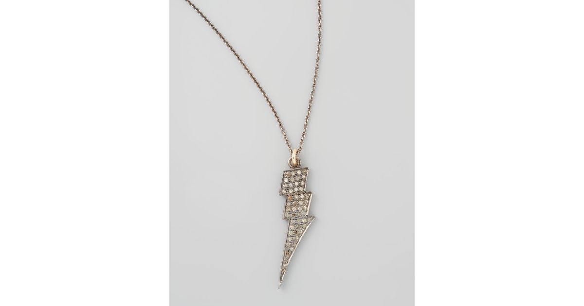 Lyst Zoe Chicco Black Diamond Lightning Bolt Pendant Necklace In