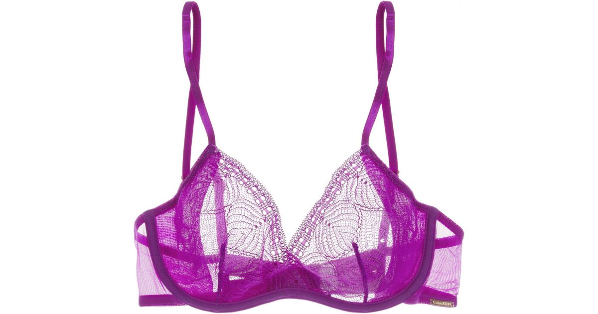 Calvin klein Jewel Lace Underwired Softcup Bra in Purple | Lyst