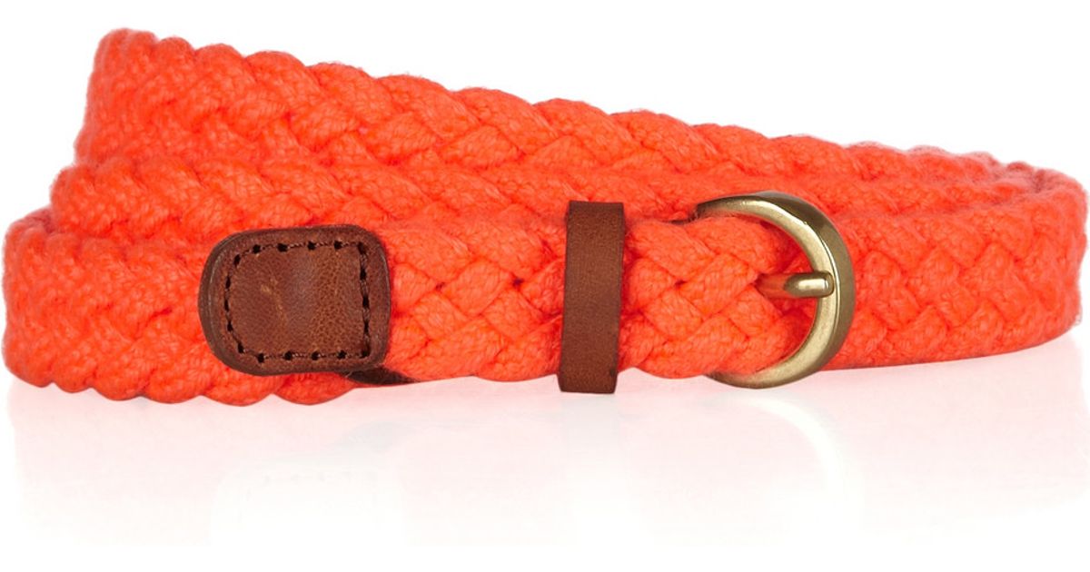 J.Crew Braided Cotton Canvas Rope Belt in Bright Orange (Orange) Lyst