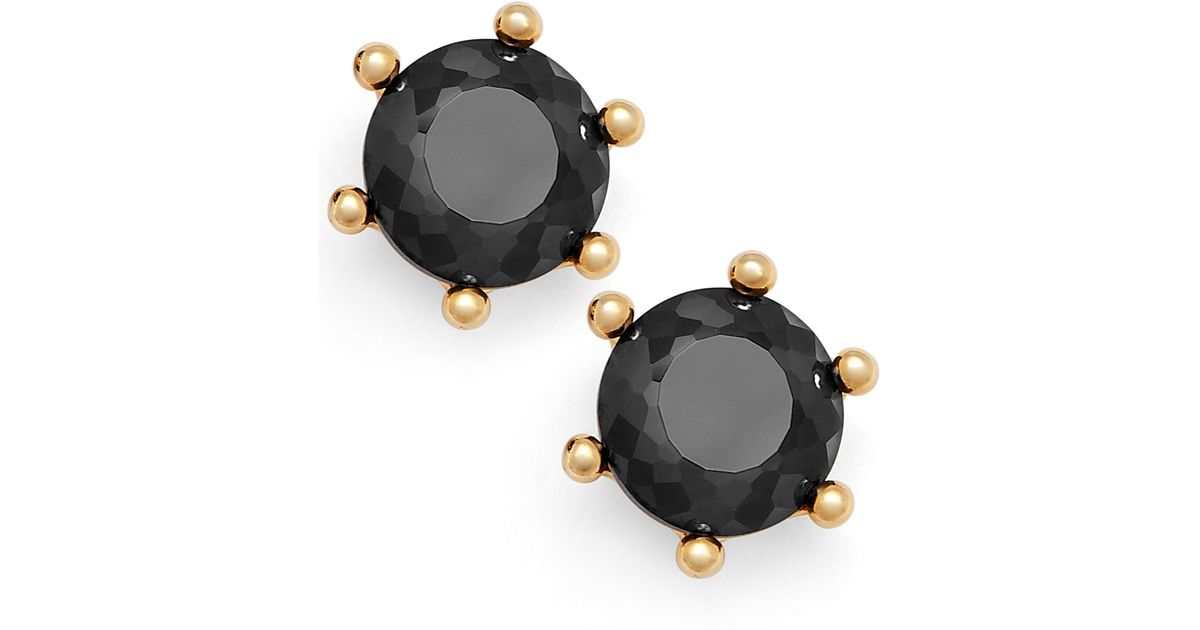 Lyst Juicy Couture Gold Tone Black Stone Stud Earrings In Metallic