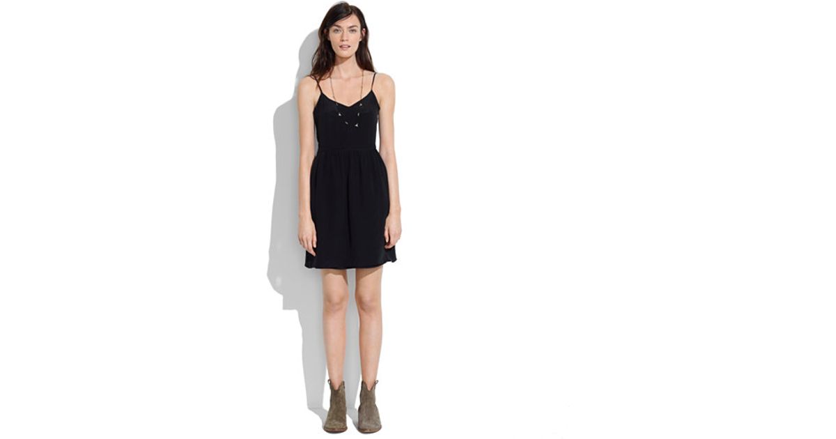 black silk cami dress