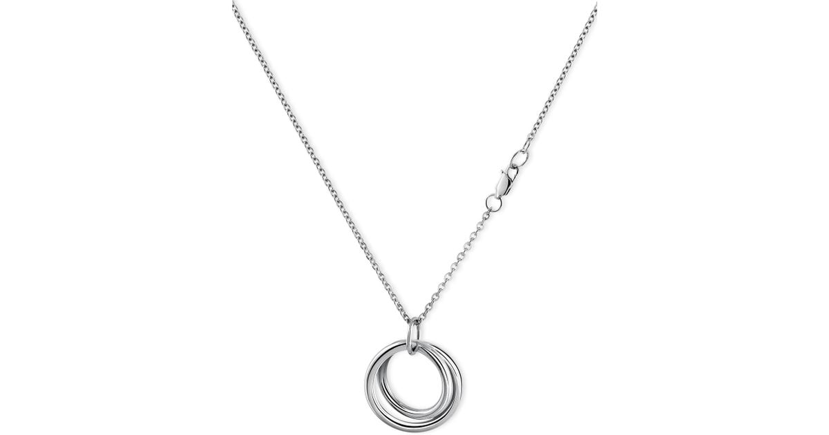 Calvin Klein Stainless Steel Double Circle Pendant Necklace in Metallic ...