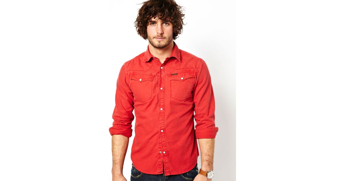 G Star Denim Shirt Tailor Western Coloured Denim for Men | Lyst