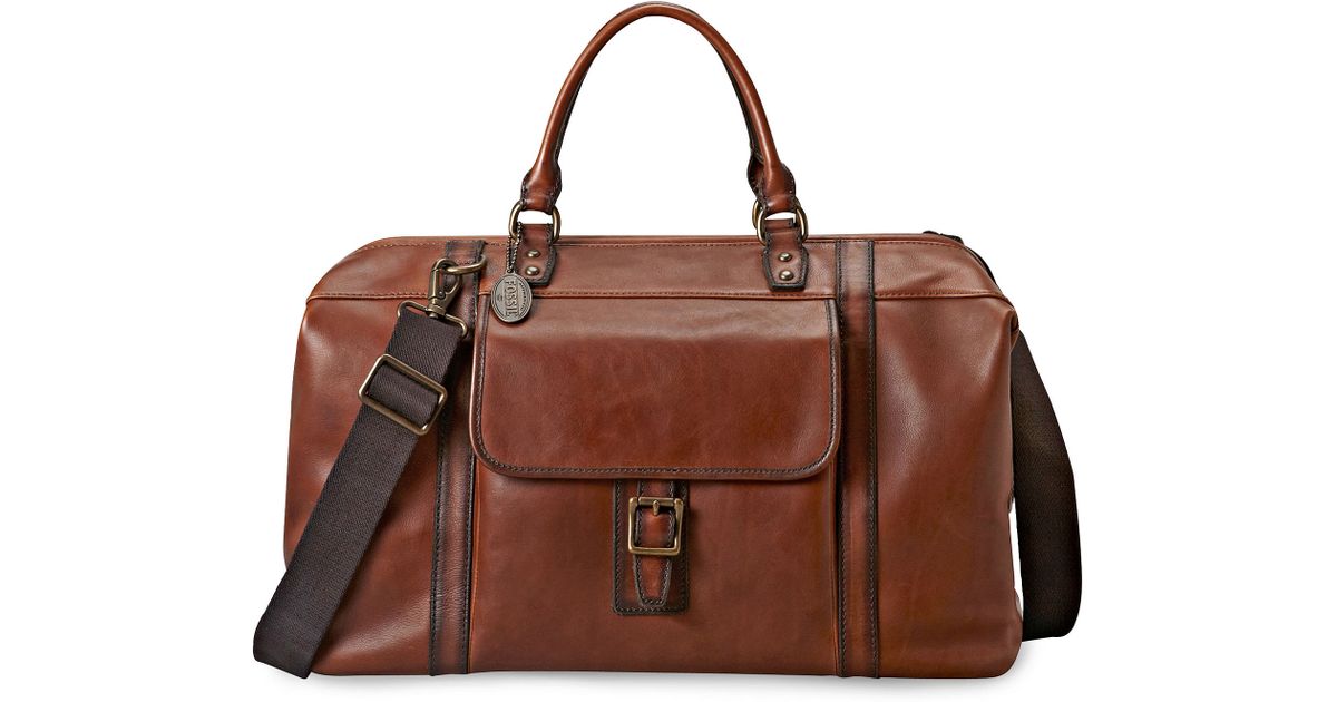fossil leather duffle