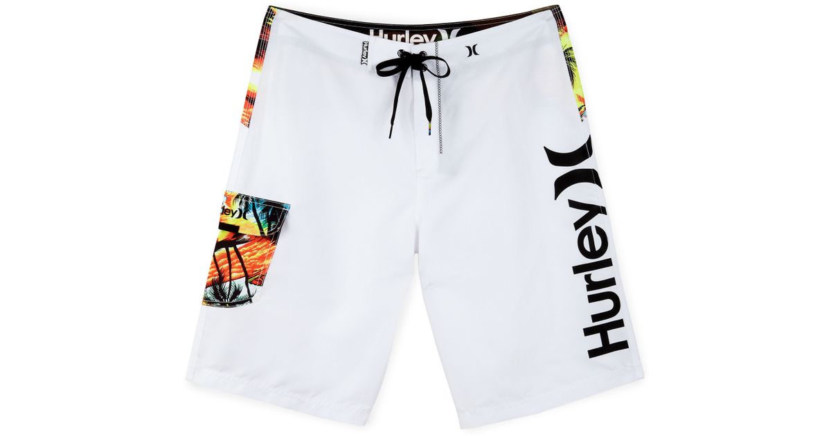 Hurley Lightweight Supersuede Tropical Neon Board Shorts in White for Men |  Lyst
