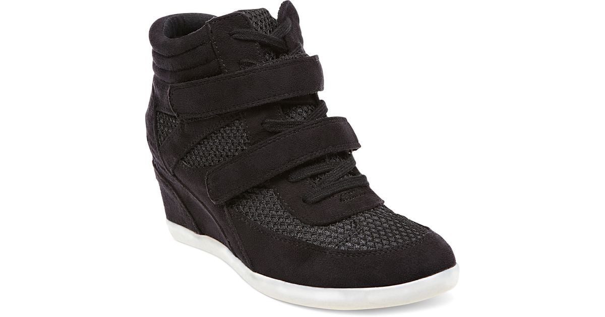 madden girl black wedge sneakers