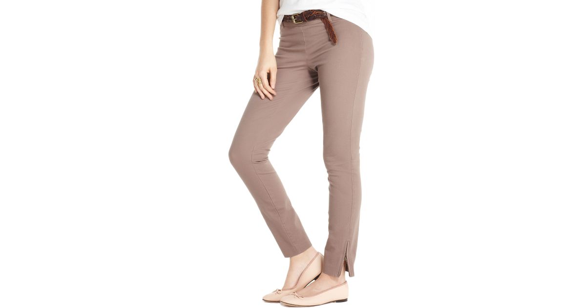 Maison Jules Charlotte Slim Pencil Zipper In Brown Lyst