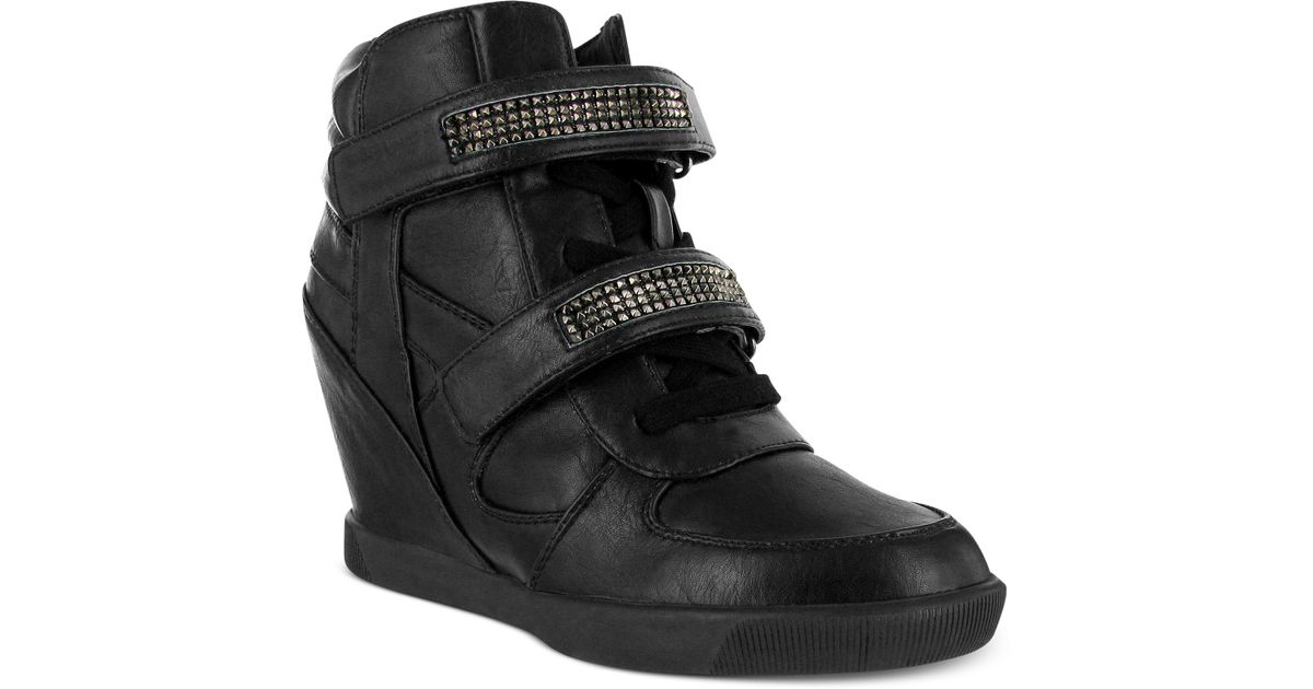mia wedge sneakers black