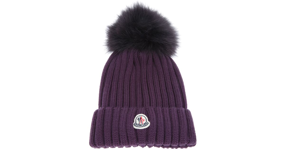 Purple moncler hat clearance