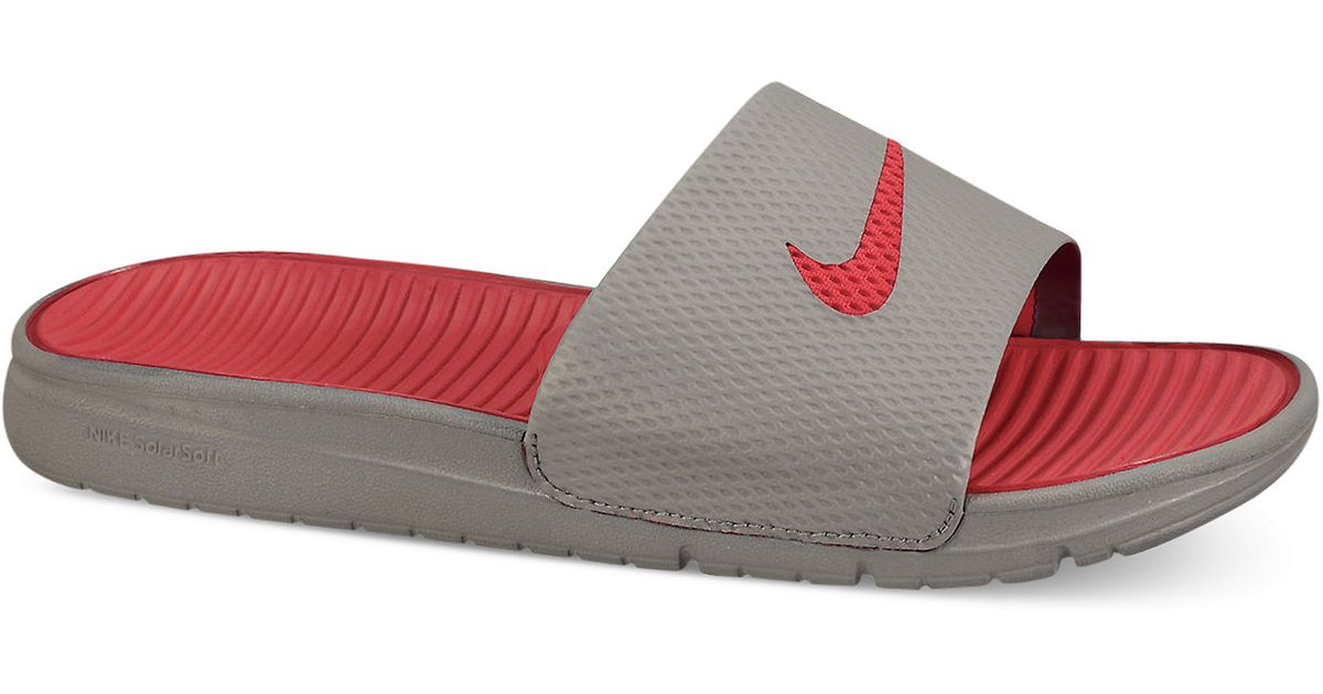 Nike Benassi Solarsoft Slides in Gray for Men | Lyst