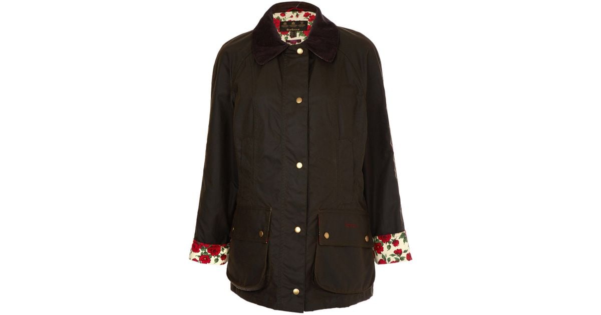 Barbour Olive Beadnell Liberty Print Jacket in Green - Lyst