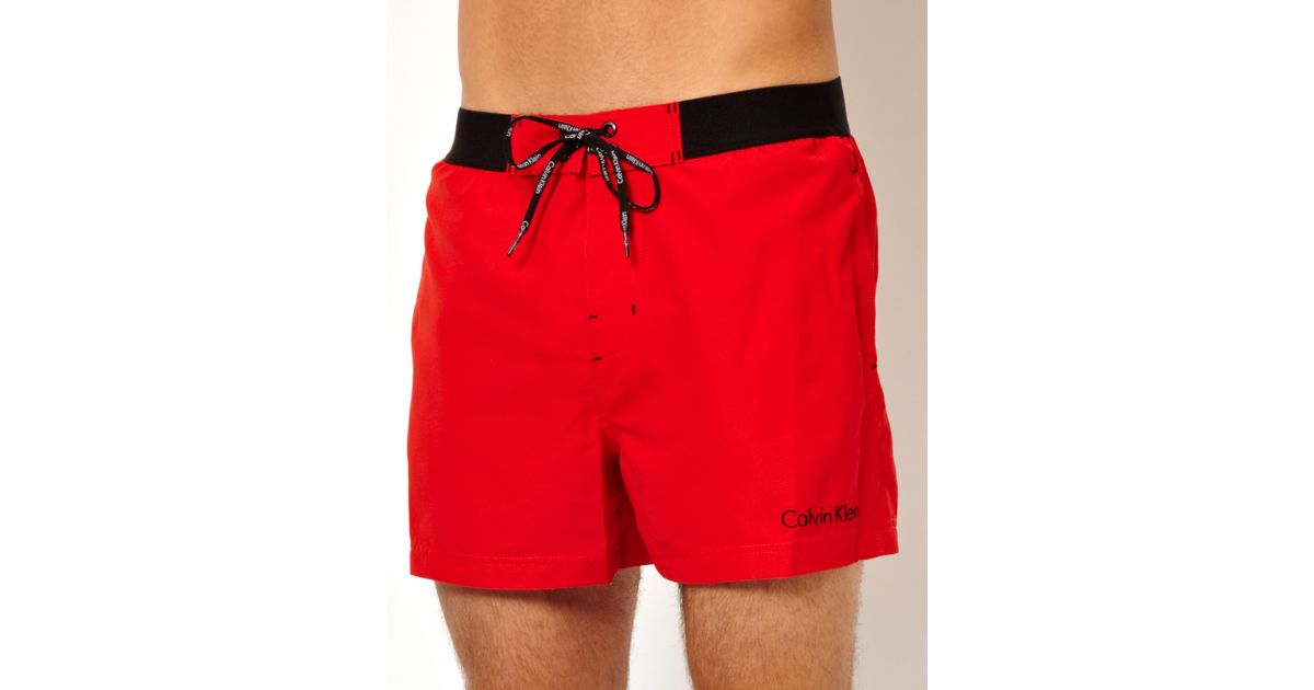 calvin klein swim shorts red