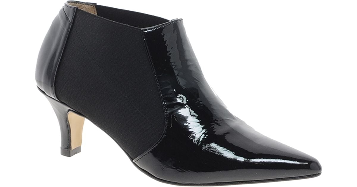 patent leather kitten heel boots